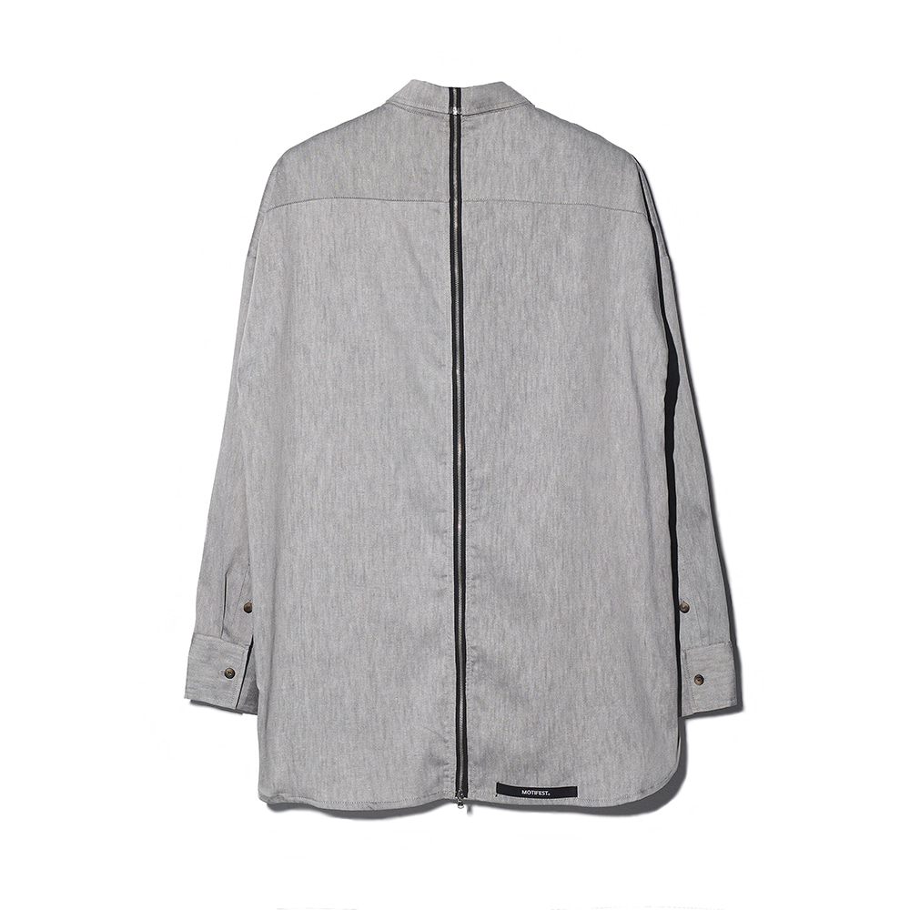 [MOTIFEST] Garments Detachable Half Zip Shirt ( Dark Gray )