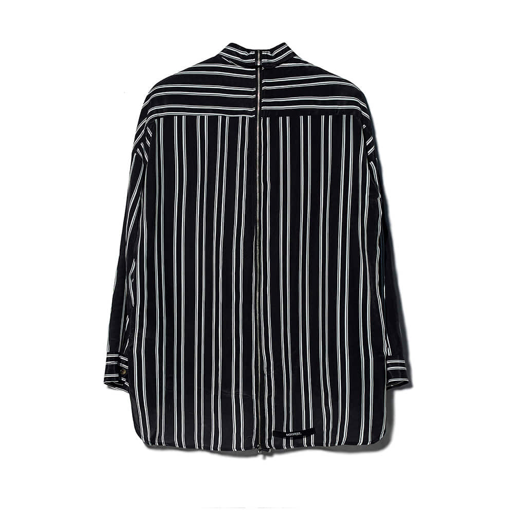 [MOTIFEST] Garments Detachable Half Zip Shirts ( Black Stripe )