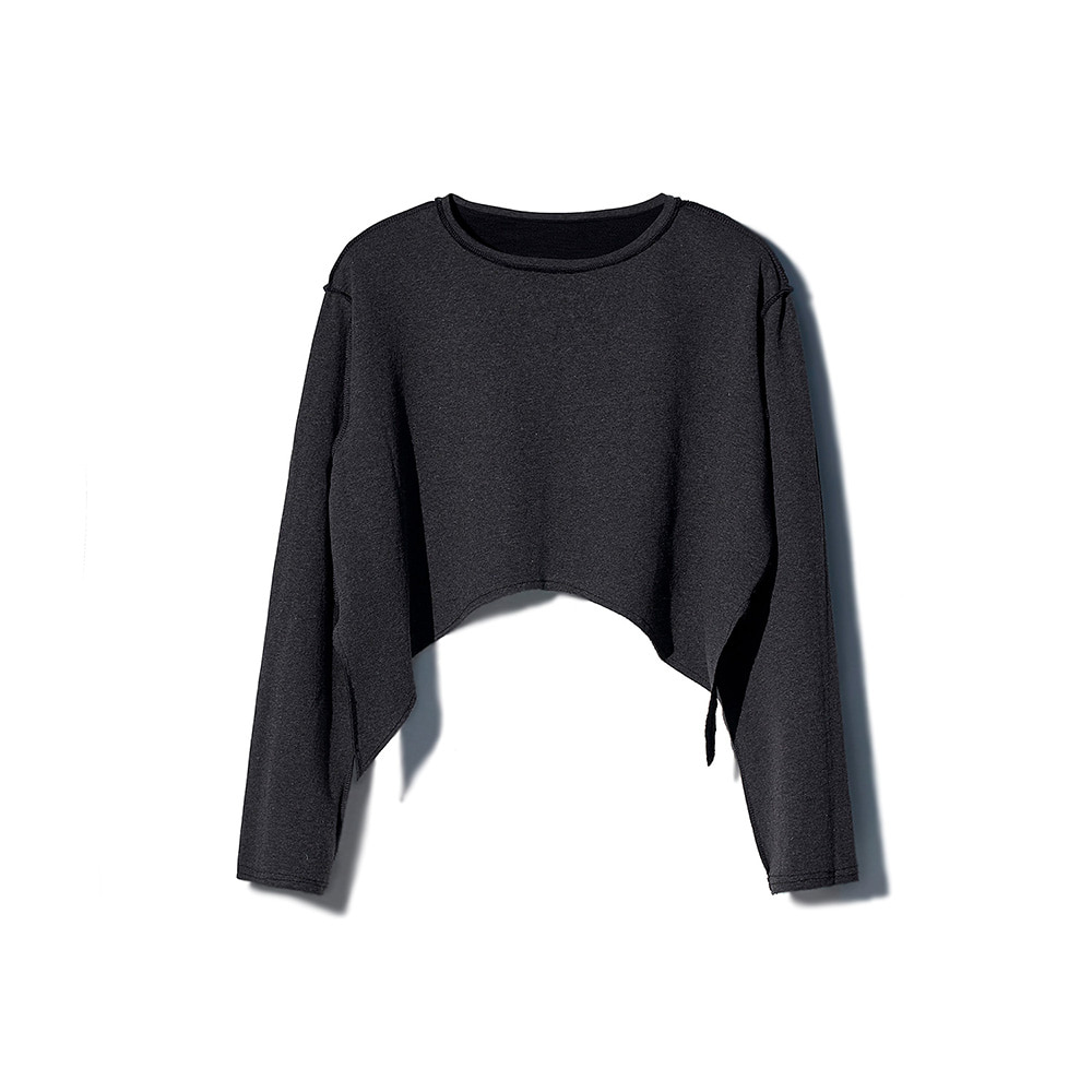 [MOTIFEST] Garments In&amp;Out Crop Sweat Shirt  ( Dark Navy / Gray )