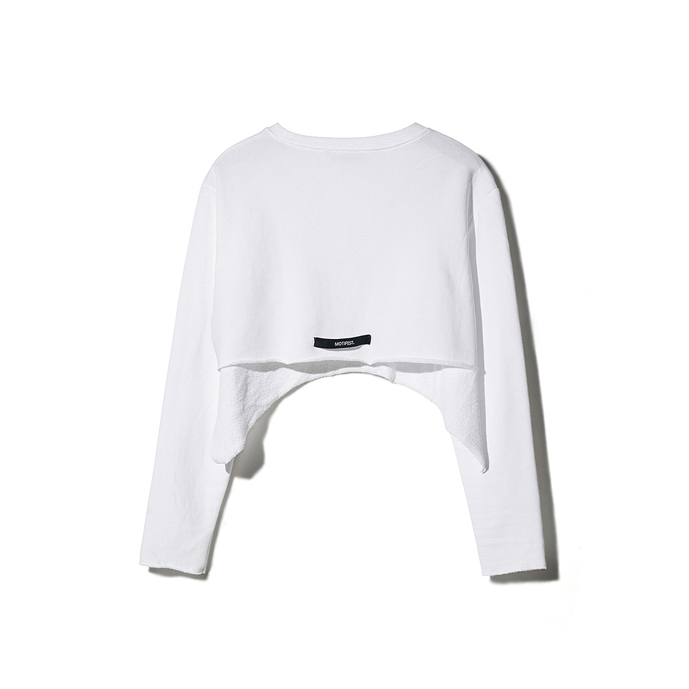 [MOTIFEST] Garments Crop Sweat Shirt ( White )
