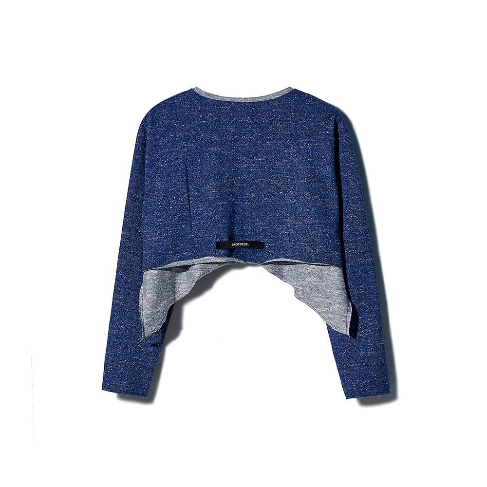 [MOTIFEST] Garments Crop Sweat Shirt ( Blue )