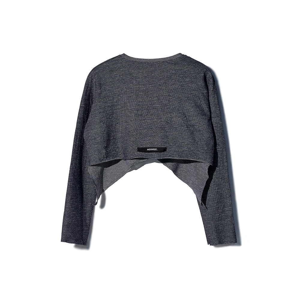 [MOTIFEST] Garments Crop Sweat Shirt ( Navy )
