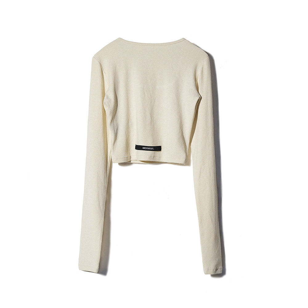 [MOTIFEST] Garments Long Sleeve Crop Top ( Ivory )