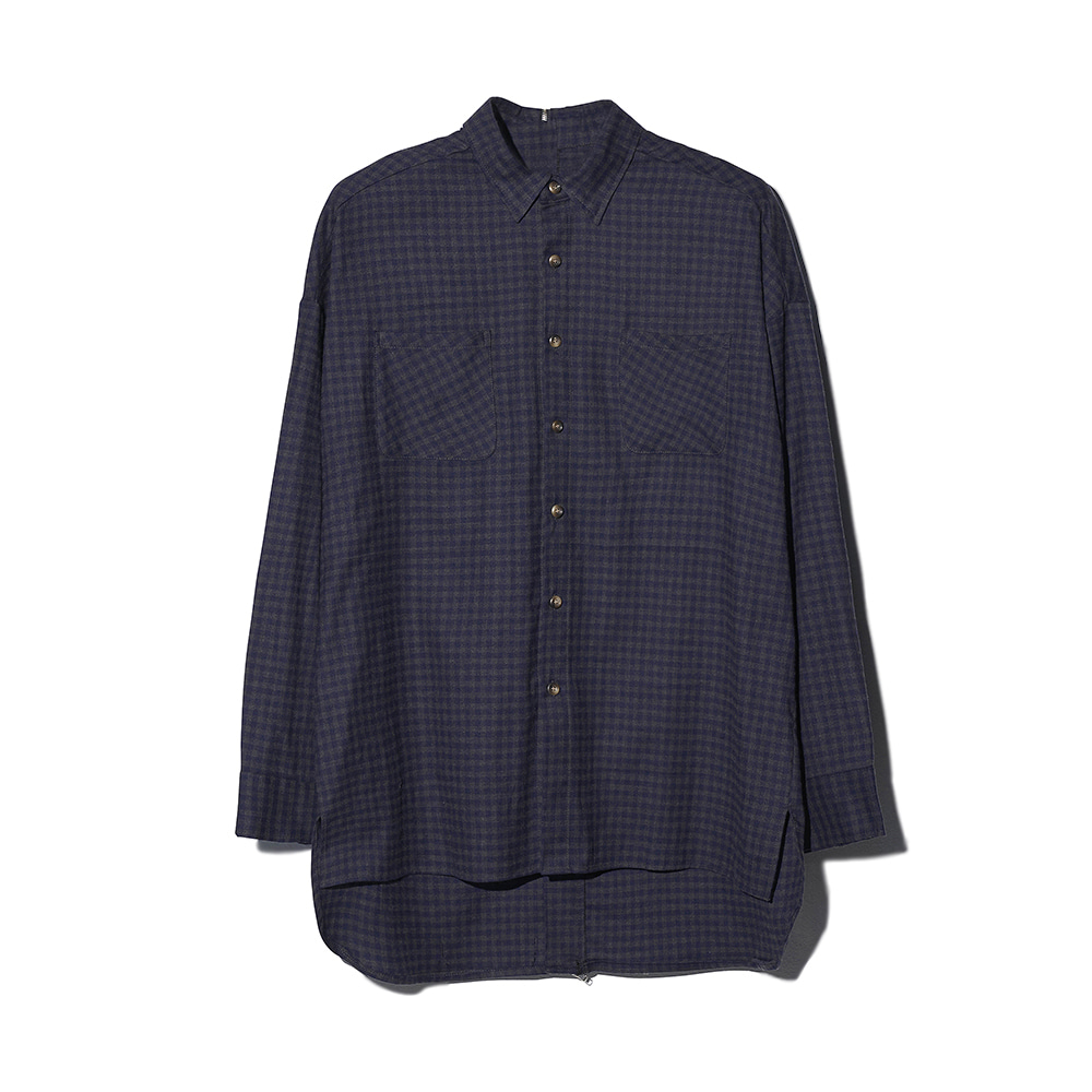 [MOTIFEST] Garments Detachable Half Zip Shirt ( Blue Check )