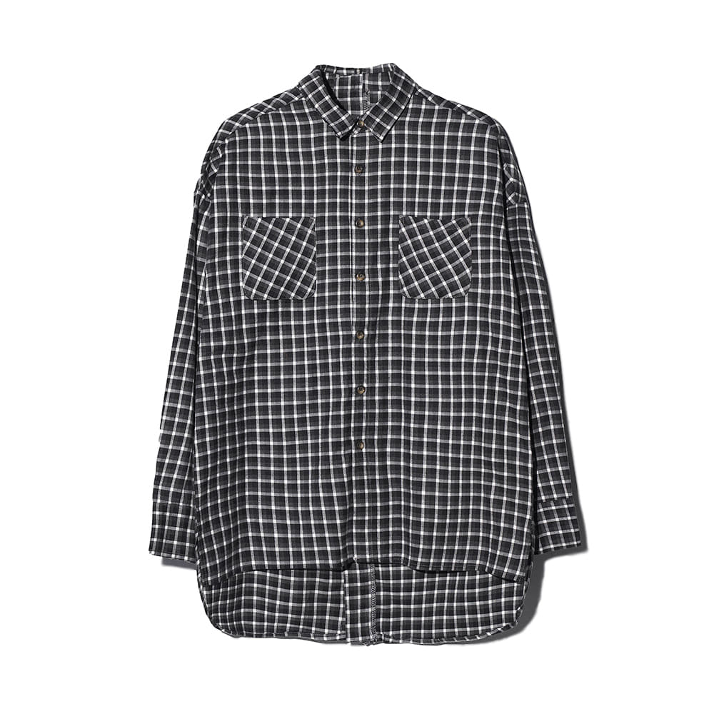 [MOTIFEST] Garments Detachable Half Zip Shirt ( Black Check )