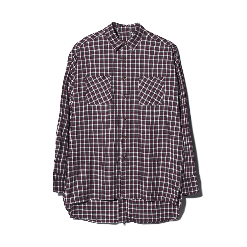 [MOTIFEST] Garments Detachable Half Zip Shirt ( Wine Check )