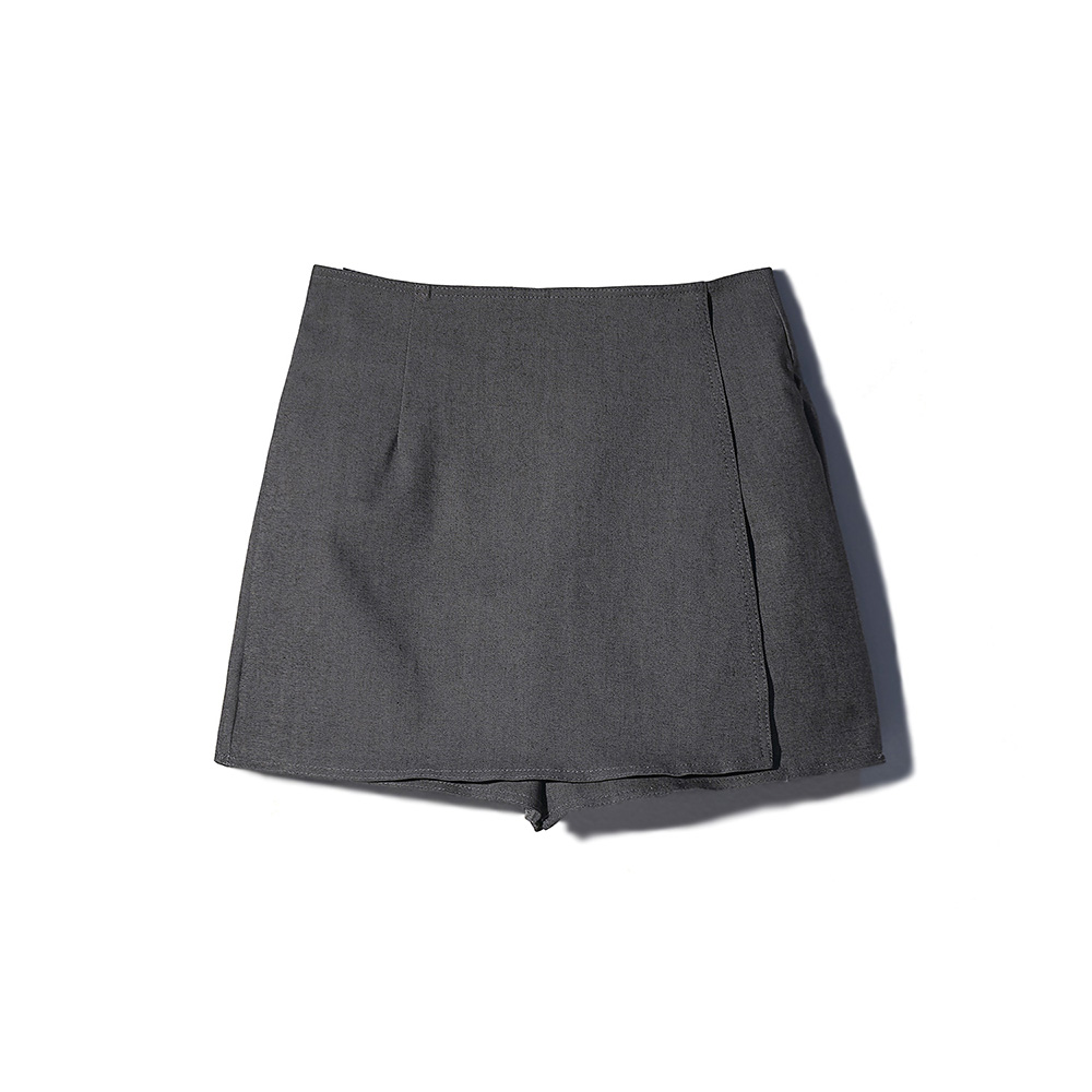 [MOTIFEST] Garments Denim Wrap Skirt-Pants ( Dark Gray )