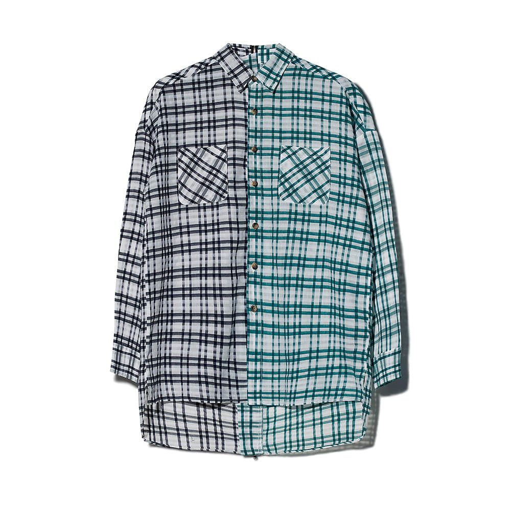 [MOTIFEST] Garments Detachable Half Zip Shirts ( Black Tattersall Check / Green Tattersall Check )