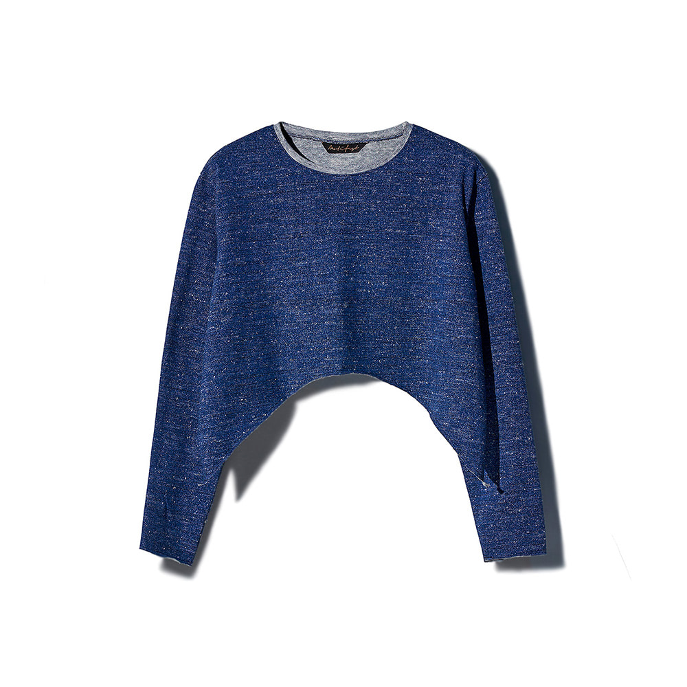 [MOTIFEST] Garments Crop Sweat Shirt ( Blue )