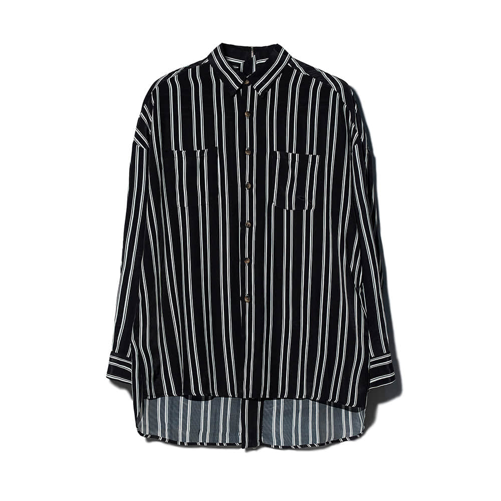 [MOTIFEST] Garments Detachable Half Zip Shirts ( Black Stripe )